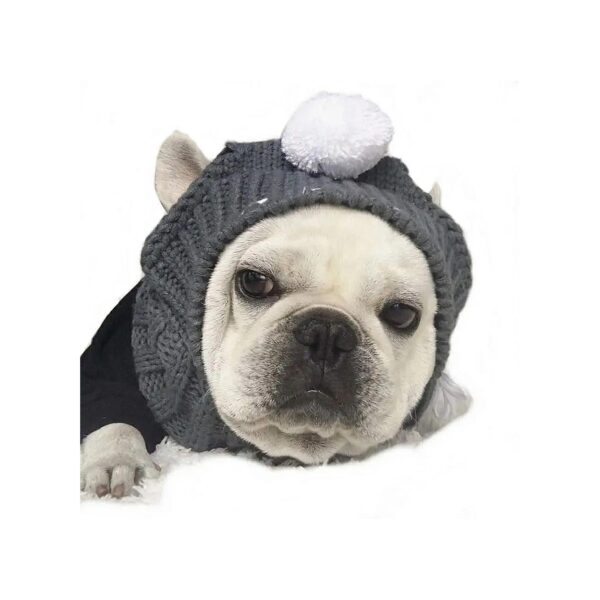 Soft Woolen Dog Winter Hat with Adjustable Pom Pom Ball for Medium Large Dogs Pet Fashion