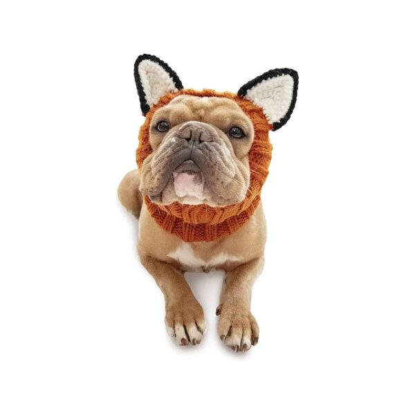 Soft Yarn Fox Snood Costume for Medium Dogs with Large Ear Covers