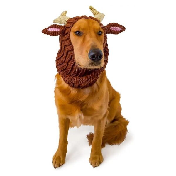 Soft Yarn Reindeer Costume for Pets, Large Size, Warm Ear Wrap, Comfortable Fit