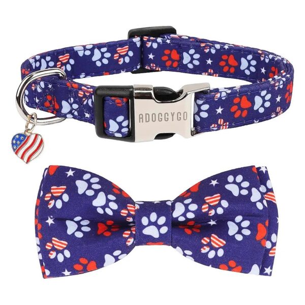 Soft and Adjustable American Flag Dog Collar for Small Medium Large Dogs