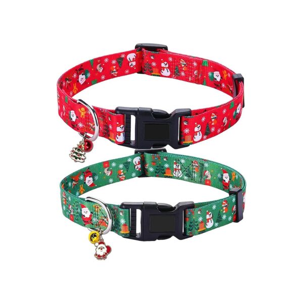 Soft and Adjustable Christmas Dog Collars with Cute Snowmen and Santa Design for Pet Wear