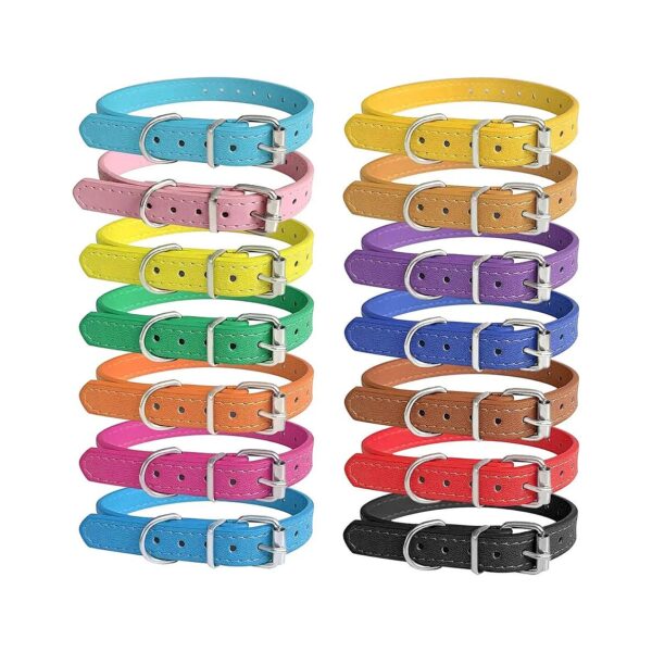 Soft and Adjustable Leather Identification Collars for Puppy Litters and Small Dogs