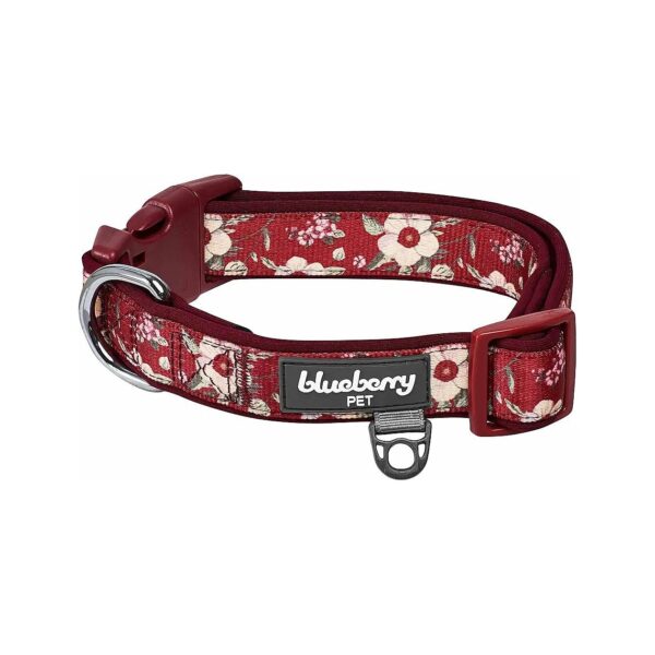 Soft and Adjustable Neoprene Padded Dog Collar with Oriental Flower Pattern