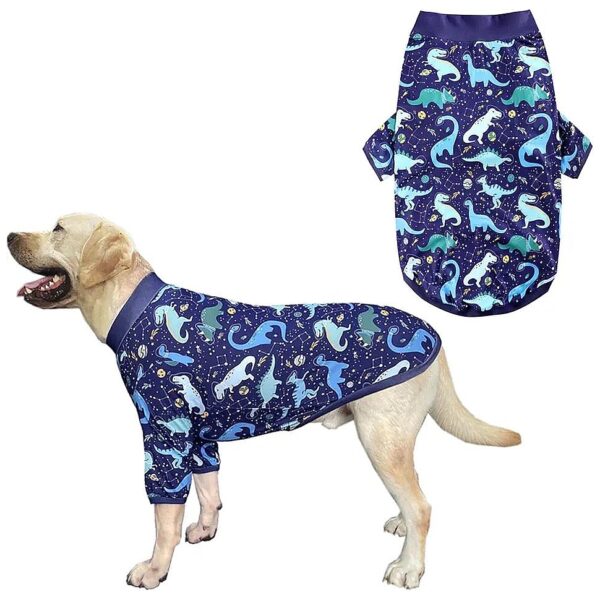 Soft and Breathable Dog T-Shirt with Dinosaur Pattern for Large Breeds XL Navy