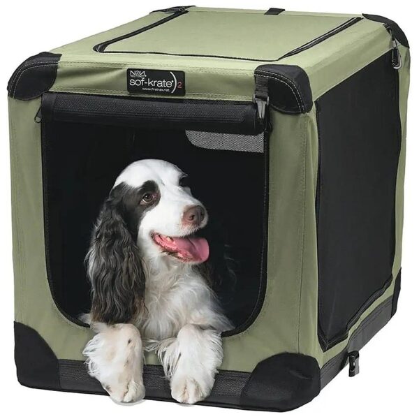 Soft and Compact Dog Crate with Folding Design and Velcro Secured Doors for Easy Storage