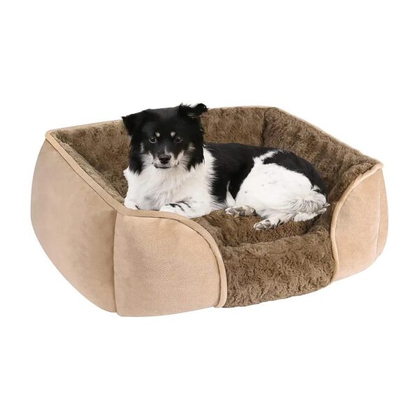 Soft and Cozy Faux Fur Dog Bed for Medium Dogs with Removable Cushion