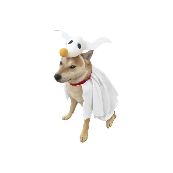 Soft and Cozy Ghost Dog Costume with Plush Collar and Cape for Small to Medium Size Pets