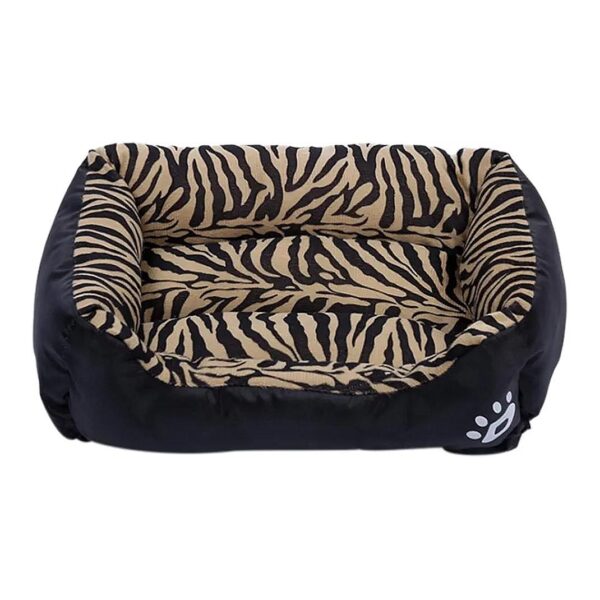 Soft and Cozy Pet Dog Bed with Leopard Print and Waterproof Design for Home or Travel Use