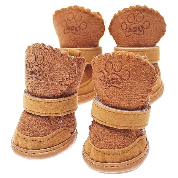 Soft and Cozy Winter Booties for Small Dogs and Cats with Anti-Slip Rubber Sole