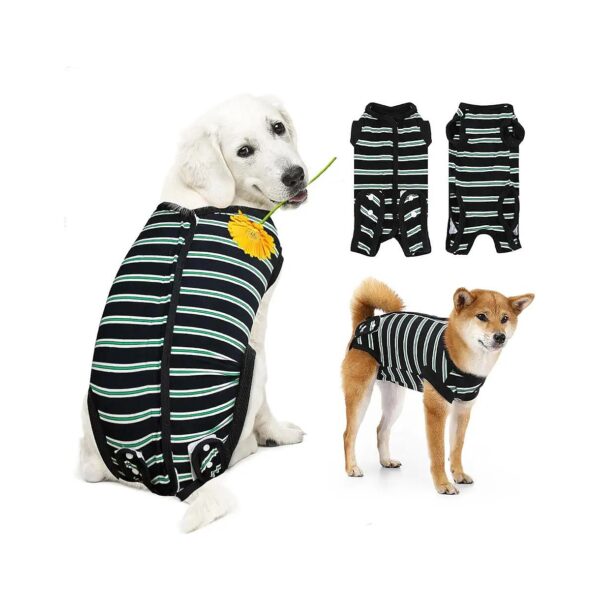 Soft and Easy to Wear Dog Suit for Female Male Puppies After Surgery XXL Black Stripe