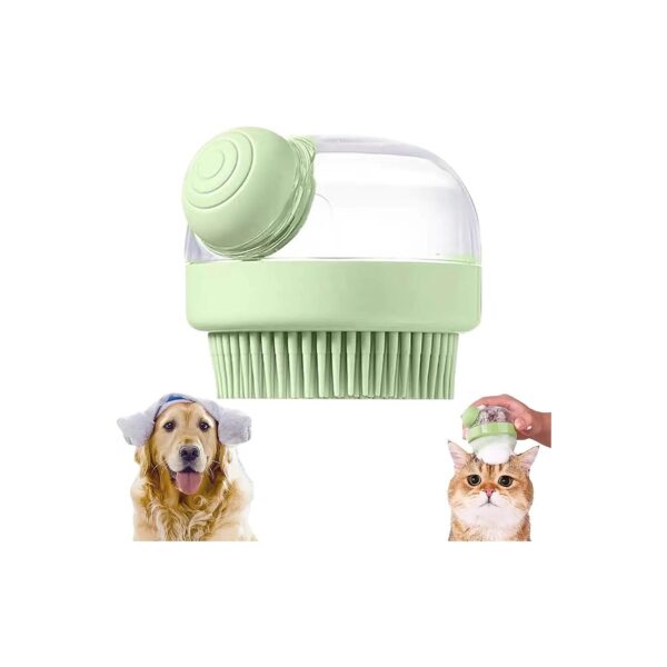 Soft and Gentle Green Silicone Dog Brush for Grooming and Massaging Pet Hair