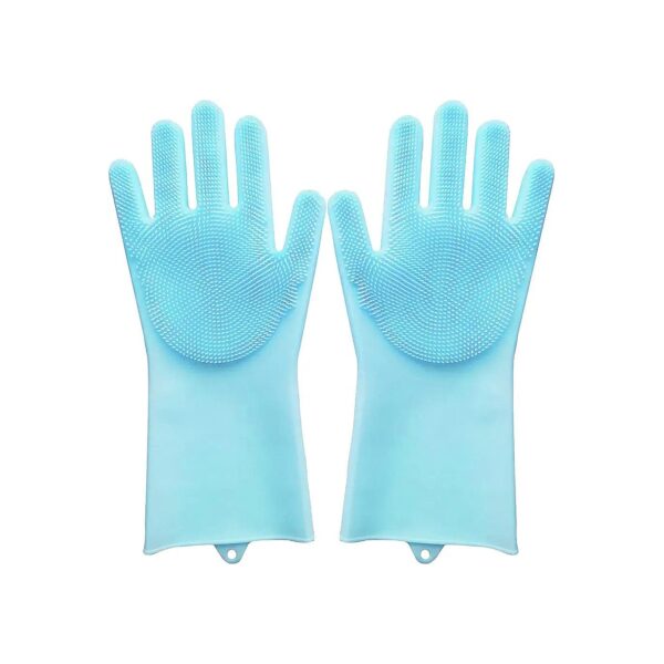 Soft and Gentle Long Sleeve Bathing Gloves for Pet Grooming with Foam Scrubbing Bristles