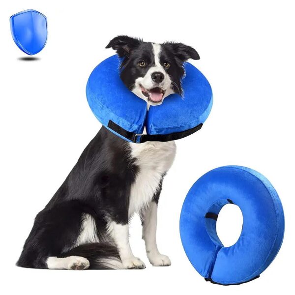 Soft and Plush Dog Donut Cone for Large Dogs - Inflatable Recovery Collar