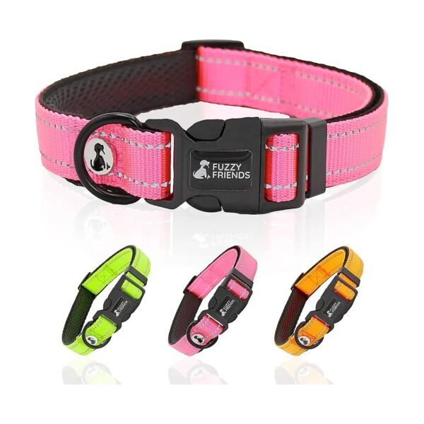 Soft and Protective Dog Collar with Reflective Pink Color and Mesh Lining