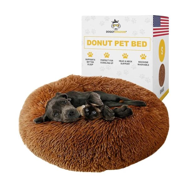 Soft and Supportive Calming Dog Bed with Non-Slip Base and Machine Washable Liner