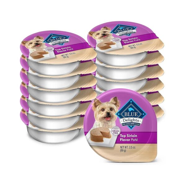 Soft and Tender Wet Dog Food Cups with Top Sirloin Flavor for Active Small Breed Adults