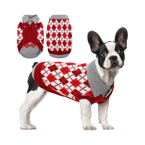 Soft and Warm Dog Sweater for Small to Medium Breed Dogs with Leash Hole and Turtleneck