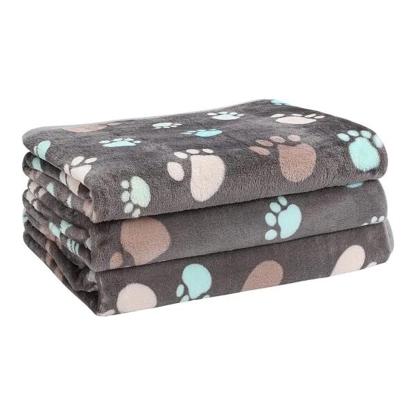 Soft and Warm Flannel Pet Blanket Set for Small Medium Large Dogs Cats Grey 30x20 Inches