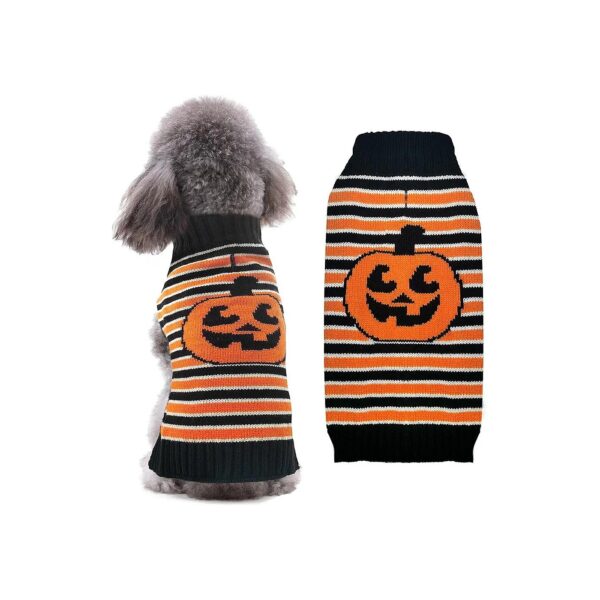 Soft and Warm Turtleneck Denim Stripe Halloween Dog Sweaters for Small Medium Large Dogs