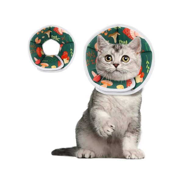 Soft and Washable Cat Recovery Collar Adjustable Mushroom Soft Polyester Fabric Protector