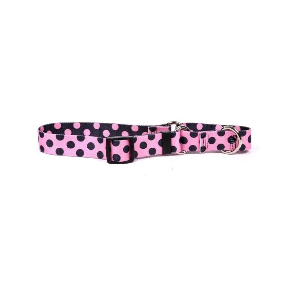 Soft andFlexible Martingale Collar with Pink Black Polka Dot Design for Medium Dogs