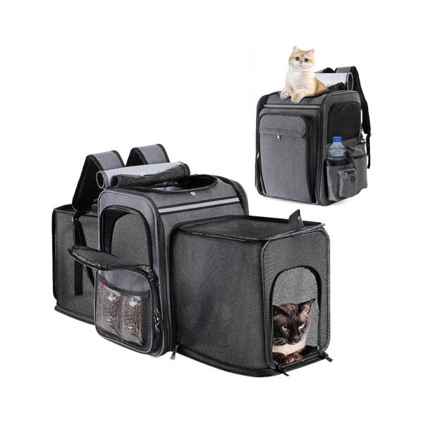 Soft-Sided Breathable Mesh Cat Carrier Backpack for Small and Medium Pets Up to 20 Lbs