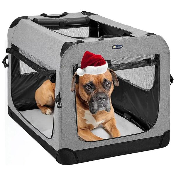 Soft-Sided Folding Dog Crate for Crate-Trained Dogs with Oxford Fabric and Mesh Screen