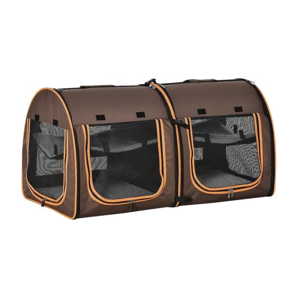 Soft-Sided Pet Carrier with Divider, Two Compartments, Soft Cushions, and Storage Bag