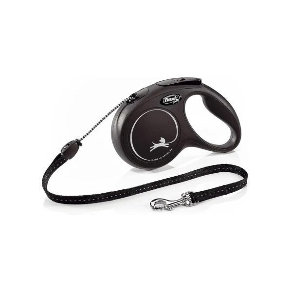 Solid Black Retractable Leash for Medium Breeds with High-Quality Materials