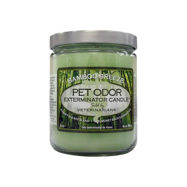 Solid Candle Eliminates Airborne Pet Odors with Bamboo Breeze Scent Green US Origin