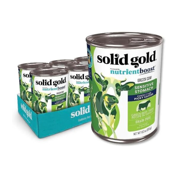 Solid Gold Green Cow Wet Dog Food for Adult & Senior Dogs with Green Beef Tripe Flavor