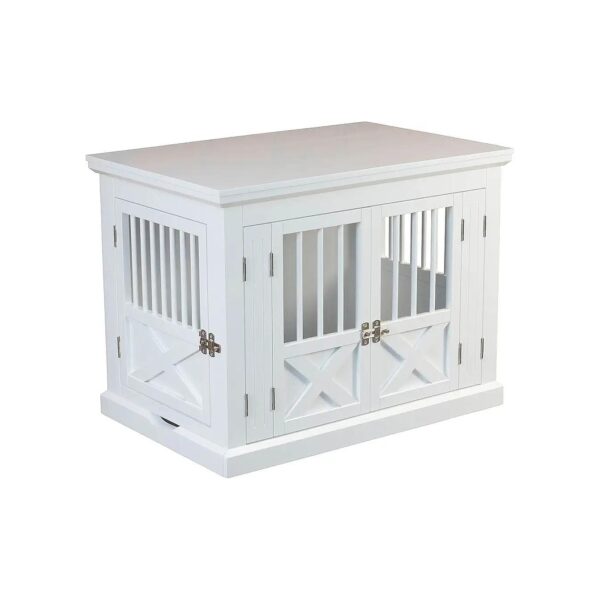 Solid MDF Wood Dog Crate with Removable Tray and Double Hinged Doors