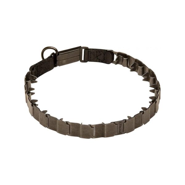 Solid Steel Black Dog Pinch Collar with Buckle Closure to 21 inches Neck Size