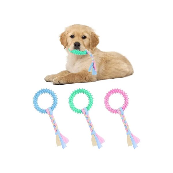 Soothe Itching Puppies with 3-Pack of Soft Rubber Teething Toys with Cotton Ropes