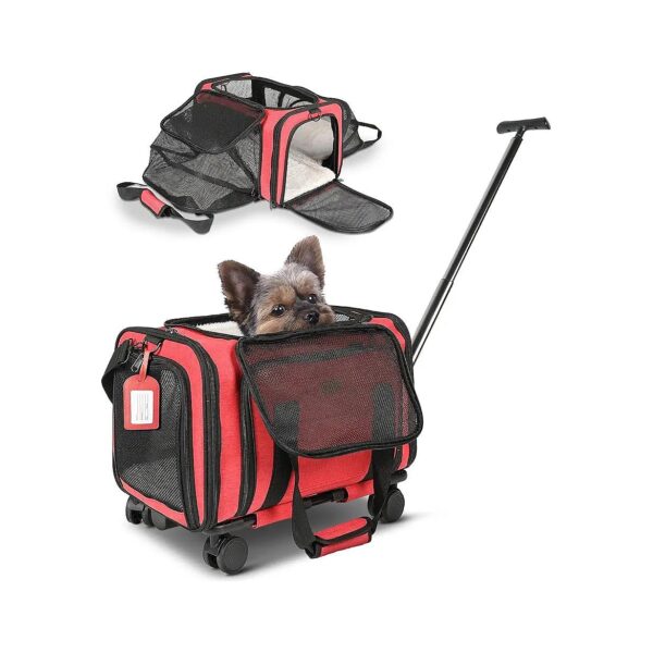 Spacious and Comfortable Pet Carrier for Cats and Small Dogs on Wheels