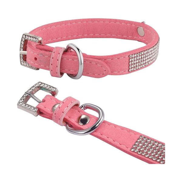 Sparkly Bling Crown Collar for Small Dogs and Medium Cats in Pink