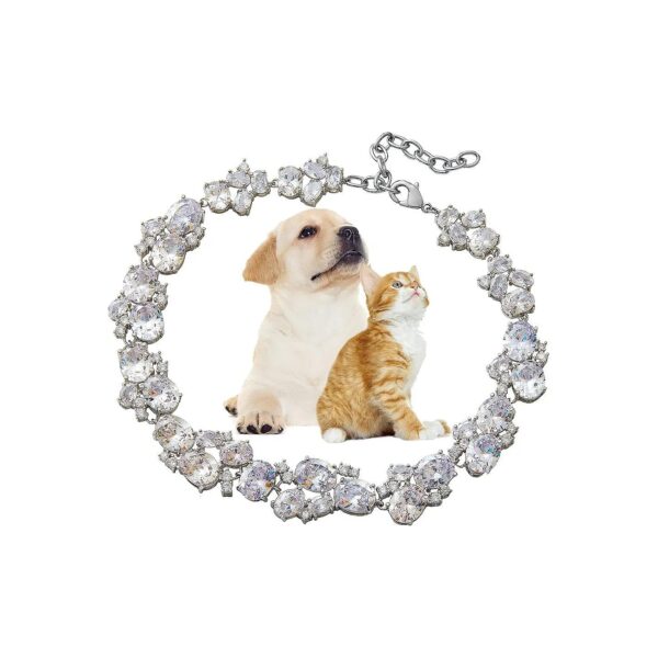 Special Edition Silver Dog Collar with Iced Out Crystal Stones for Small Dogs