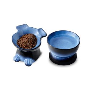 Spill-Proof and Durable Ceramic Dog Food and Water Bowl Set for Small to Medium Size Dogs