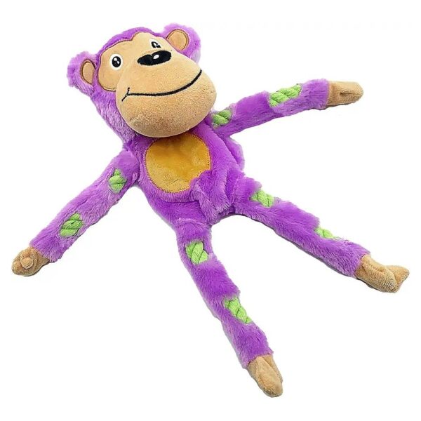 Squeaky Plush Monkey Dog Toy with Rope for Small Medium Large Breeds