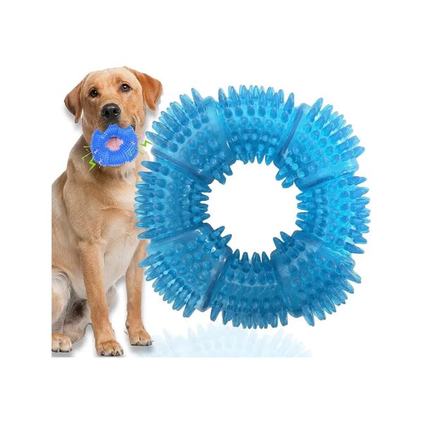 Squeaky Rubber Teething Ring for Medium Large Dogs Relieves Itching and Cleaning Teeth