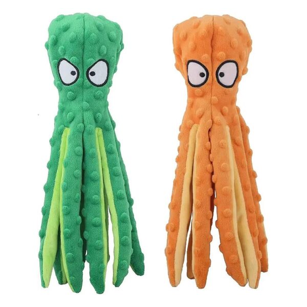 Squeaky and Crinkle Octopus Plush Dog Toys for Small Dogs and Puppies with No Stuffing