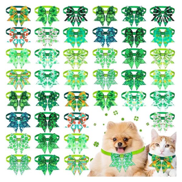 St Patrick's Day Dog Grooming Accessories Set with Adjustable Bow Ties and Collars