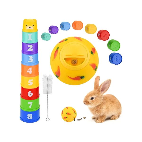 Stackable Cups and Ball for Rabbit Snacks and Toy Fun