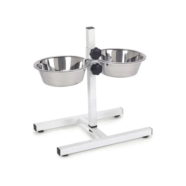 Stainless Steel Adjustable Dog Food Bowl with Natural Eating Position and Easy Cleaning