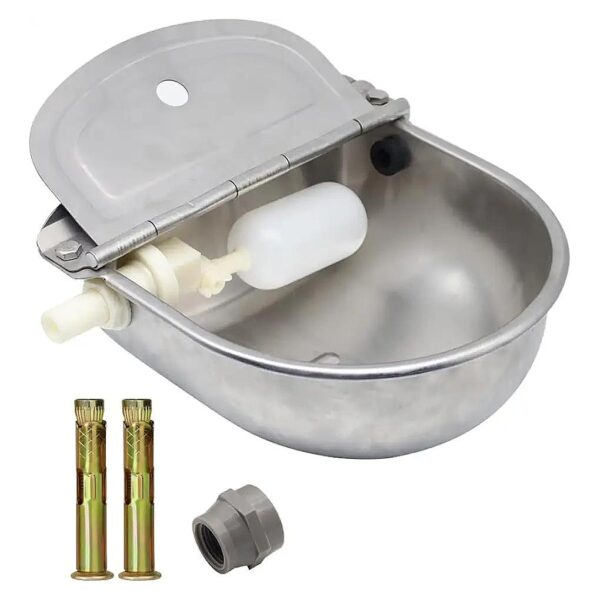 Stainless Steel Automatic Dog Feeder Trough Bowl Dispenser Waterer for Large Farm Animals