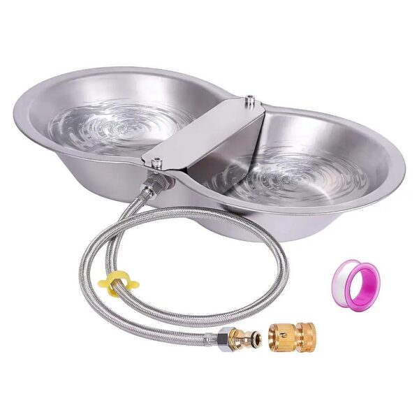 Stainless Steel Automatic Dog Waterer 2 Gallon Large Capacity Water Bowl Dispenser