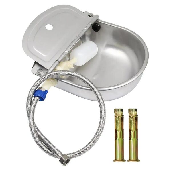 Stainless Steel Automatic Water Feeder Trough Bowl with Pipe for Pets