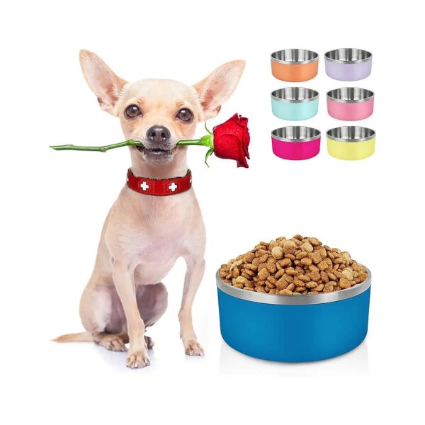 Stainless Steel Dog Bowls for Small Medium Sized Dogs Non Slip Insulated Food Water Bowl