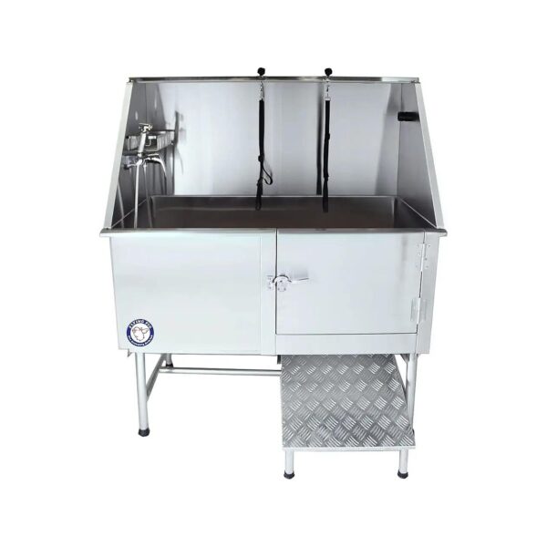 Stainless Steel Dog Grooming Bath Tub with Walk-in Ramp and Accessories