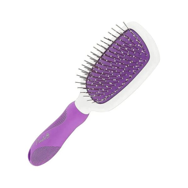 Stainless Steel Dog Grooming Brush for Thick Long Fur with Rubber Handle